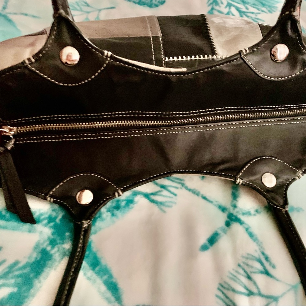 Coach Black And Gray Leather Patchwork Handbag Pu… - image 3